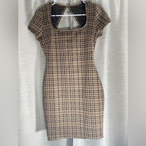Light Brown Plaid Dress, Size: Small, New with Tags